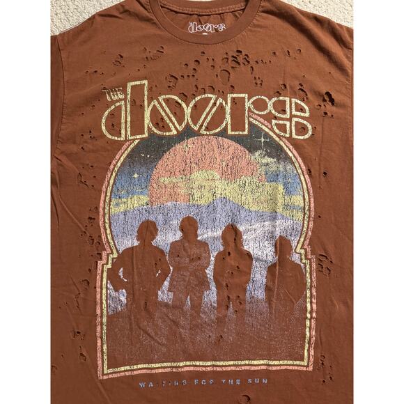 NWT Fashion Nova The Doors Destructed Brown Tee - Picture 2 of 4